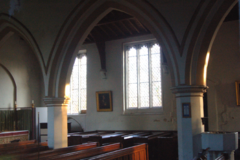 The interior looking south-east from the nave March 2010